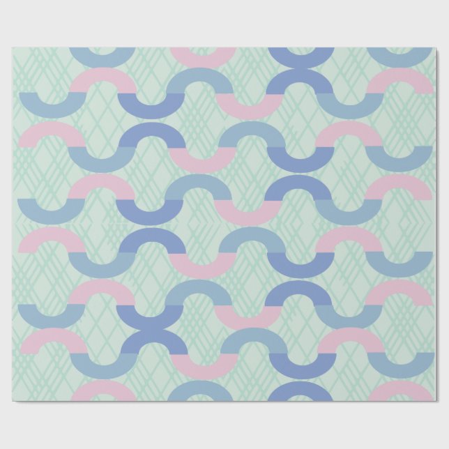 Pink and Blue Circle  Wrapping Paper (Flat)