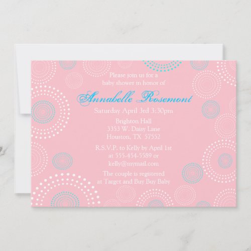Pink and Blue Circles Baby Shower Invitation