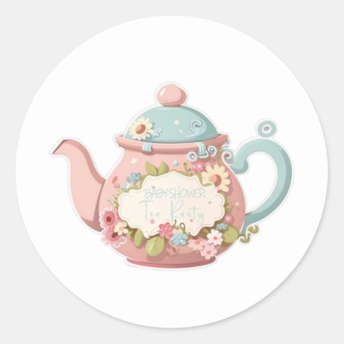 Pink and blue color Teapot with Floral stickers