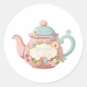 Pink and blue color Teapot with Floral stickers