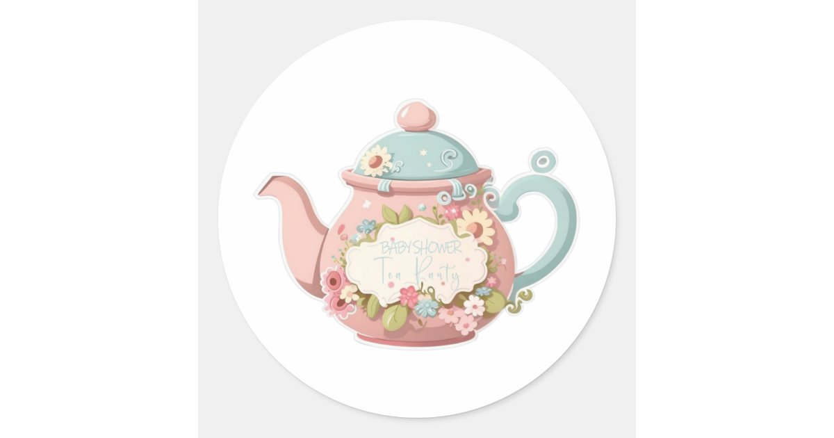 Pink and blue color Teapot with Floral stickers | Zazzle
