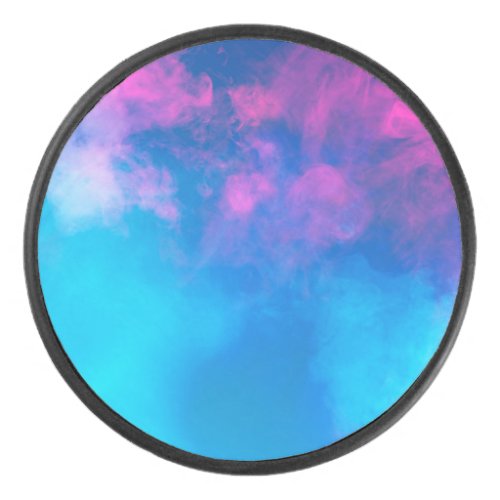 Pink and Blue Colored Smoke  Zazzle_Growshop Hockey Puck