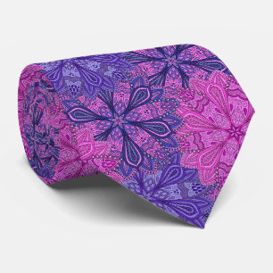 Pink and blue colorful mandala pattern neck tie