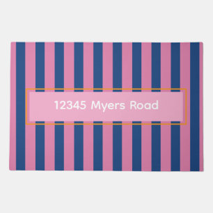 Pink and Blue Colorful Modern Stripes Doormat