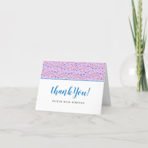 Pink and Blue Confetti Dot Thank You Card