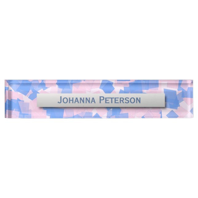 Pink and Blue Confetti Name Plate (Front)