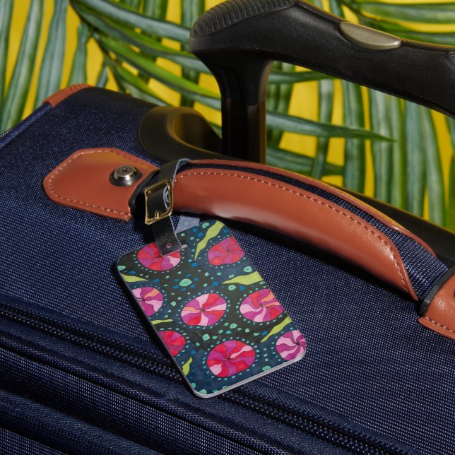Pink and Blue Cosmic Pops  Luggage Tag (Front Insitu 1)