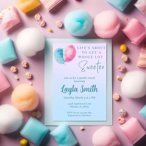 Pink and Blue Cotton Candy Shower Invitation