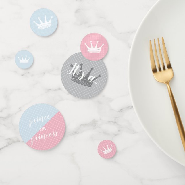 Pink and Blue Crown Gender Revealing Party Confetti (Group)
