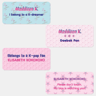 Pink and blue cute girly Kdrama Kpop custom 6 text Kids' Labels