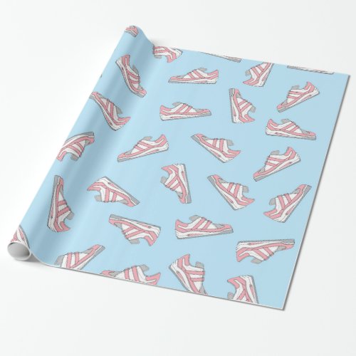 Pink and Blue Cute Sneakers Pattern Wrapping Paper