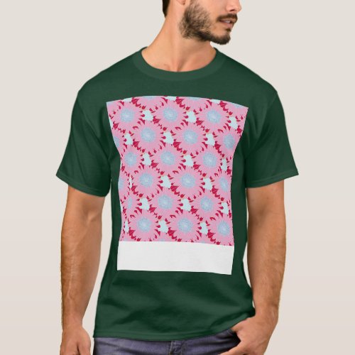 Pink and Blue Daisy Floral Pattern T_Shirt