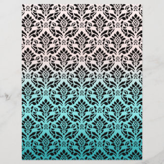 Pink and Blue Damask Scrapbook Paper Design