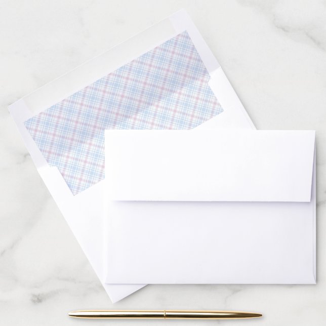 Pink and Blue Diagonal Plaid Pattern Envelope Liner (Desk)