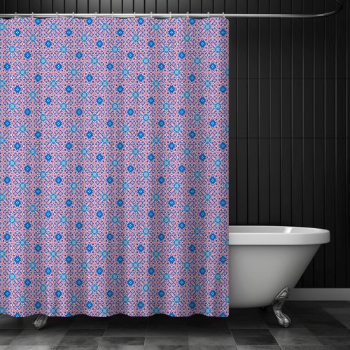 Pink and Blue Diamond X Cute Girly Pattern Shower Curtain