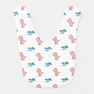 Pink and Blue Dinosaur Adventure Baby Bib