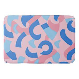 Pink and Blue Doodle Pattern Bath Mat
