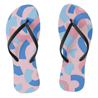 Pink and Blue Doodle Pattern Flip Flops