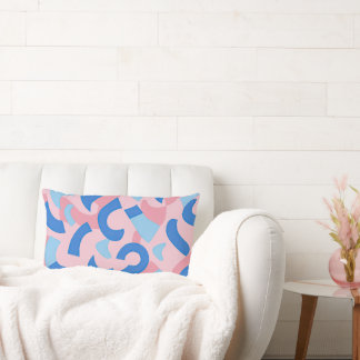Pink and Blue Doodle Pattern Lumbar Pillow