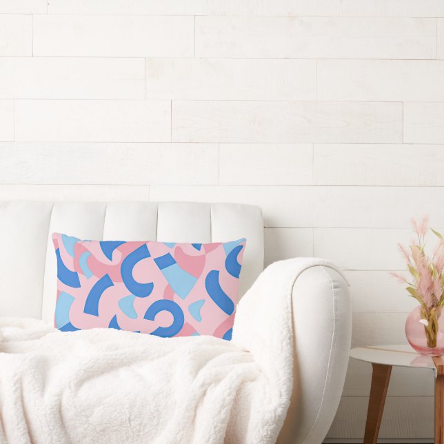 Pink and Blue Doodle Pattern Lumbar Pillow (Couch)