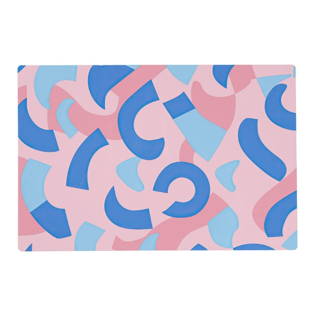 Pink and Blue Doodle Pattern Placemat (Front)