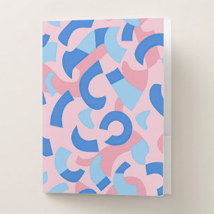 Pink and Blue Doodle Pattern Pocket Folder