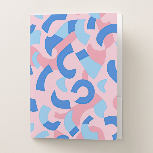 Pink and Blue Doodle Pattern Pocket Folder (Front)