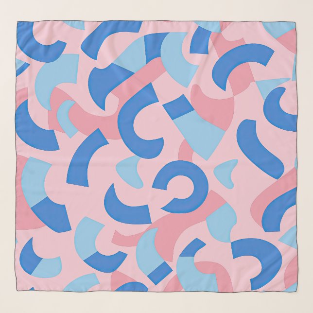Pink and Blue Doodle Pattern Scarf (Front)