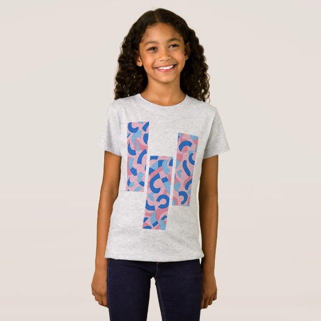 Pink and Blue Doodle Pattern T-Shirt (Front Full)