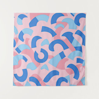 Pink and Blue Doodle Pattern Tapestry