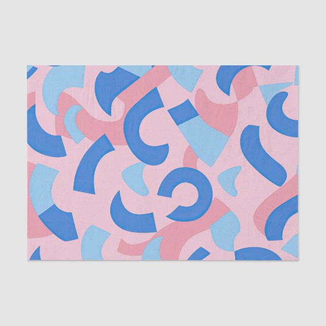 Pink and Blue Doodle Pattern Tissue Paper (Front)