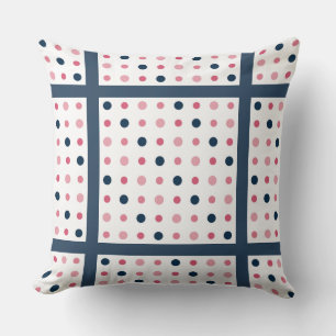 Pink and Blue Dots Throw Pillow