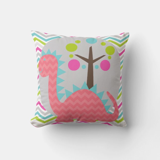 Pink and Blue Dragon Throw Pillow (Front)