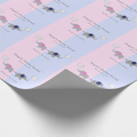 Pink and Blue Elephant Gender Reveal Baby Shower Wrapping Paper