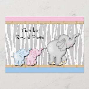 Pink and Blue Elephant Gender Reveal Invitation
