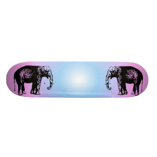 Pink And Blue Elephant Skateboard Deck