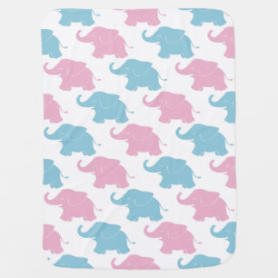 Pink and Blue Elephants Baby Blanket
