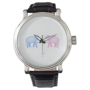 Pink and Blue Elephants Birthday or Gender Reveal Watch