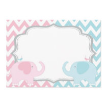 Pink and Blue Elephants Chevron Gender Reveal Invitation
