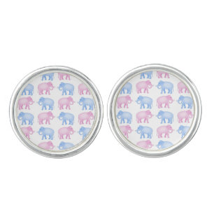 Pink and Blue Elephants Gender Reveal Cufflinks