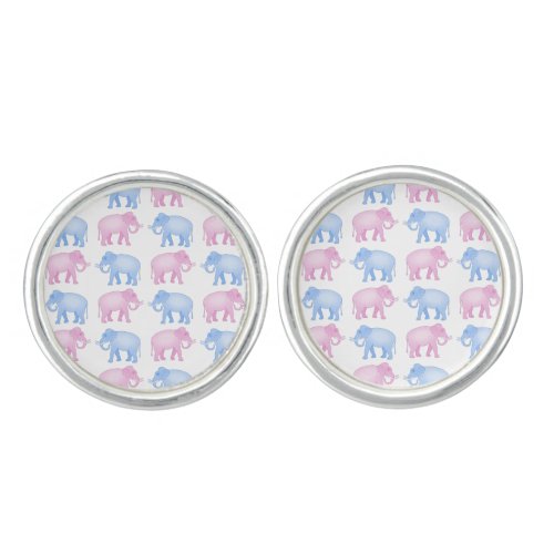 Pink and Blue Elephants Gender Reveal Cufflinks
