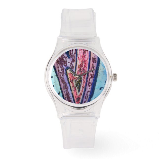 Pink and Blue Faith Hearts Custom Design Watches (Front)