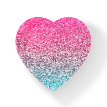 Pink and Blue Faux Glitter Modern Heart