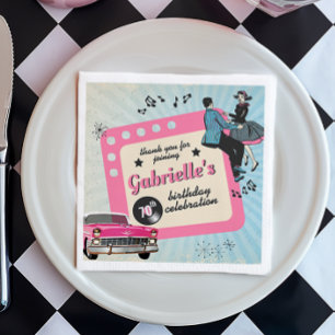 Pink and Blue Fifties Rockabilly Birthday Party Napkins