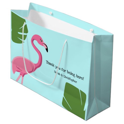 Pink and blue Flamingo Thank You engagement Large Gift Bag