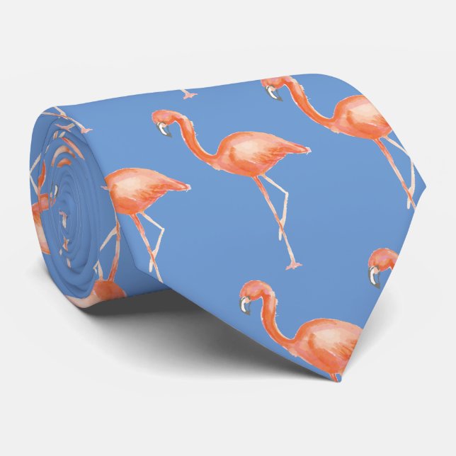 Pink and blue flamingo tie (Rolled)