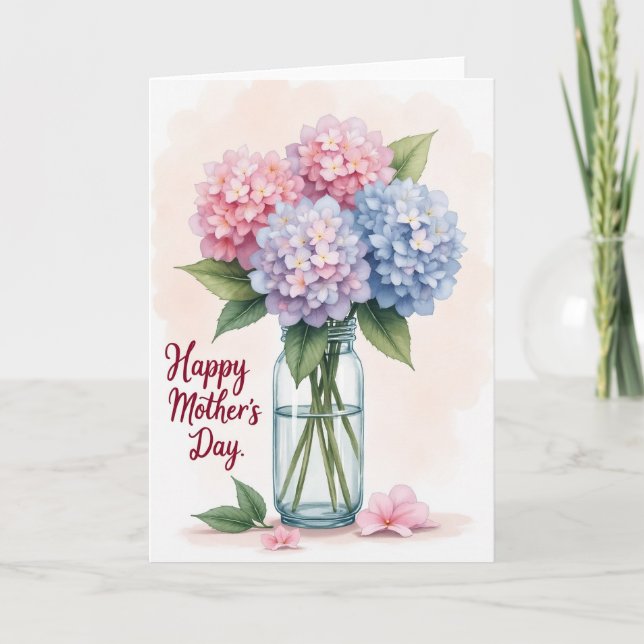 Pink And Blue Floral Art Card (Front)