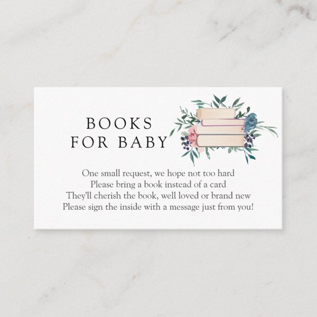 Pink and Blue Floral Books for Baby insert card (Front)