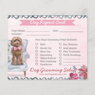 Pink and Blue Floral Dog Grooming Report Card Flyer