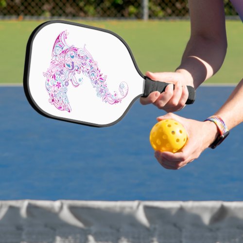 Pink And Blue Floral Dolphin Pickleball Paddle